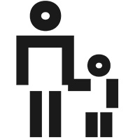 Piktogram: vuxen och barn
