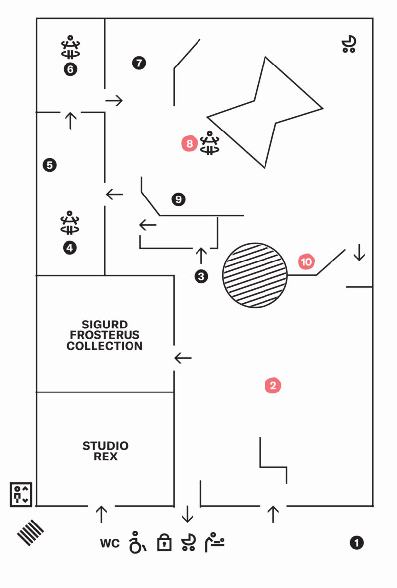 Map of the Erlich - exhibition that shows the locations of the artworks.
