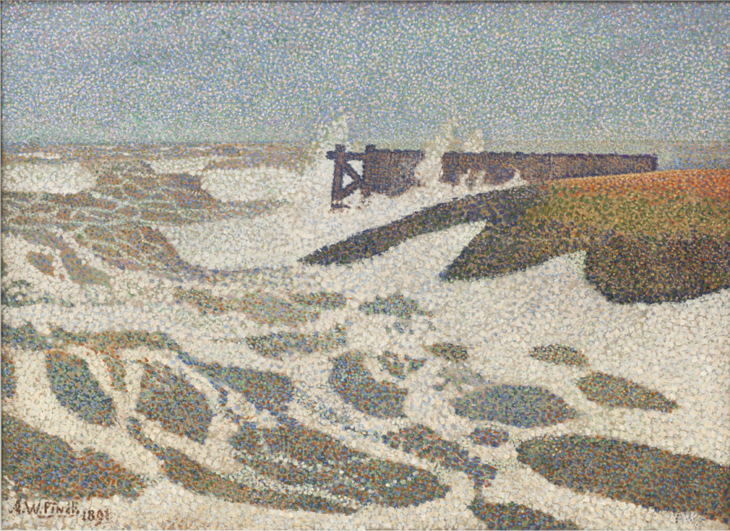 Alfred William Finch: Breaking the Waves at Heyst, 1891, 67 x 90,5 cm
